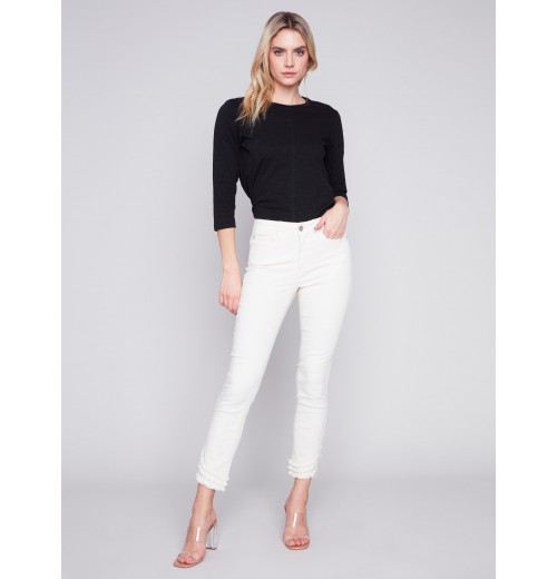 Frayed Hem Denim Pants - Natural Frayed Hem Denim Pants - Natural