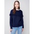 Fringed Cowl Neck Sweater - Denim