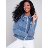 Jean Jacket with Frayed Edges - Medium Blue Jean Jacket with Frayed Edges - Medium Blue