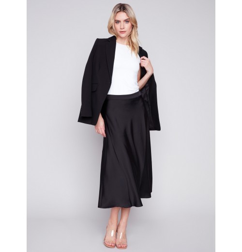 Long Satin Skirt - Black Long Satin Skirt - Black
