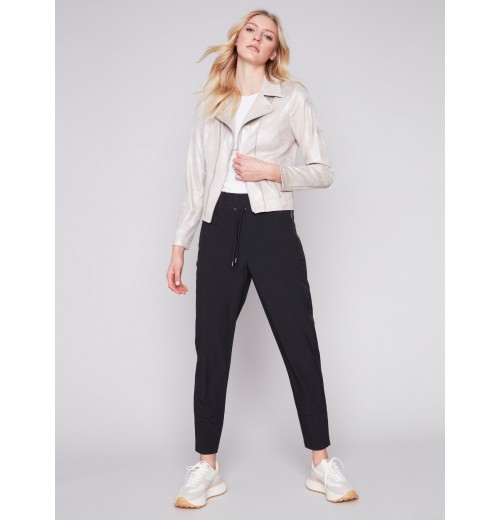 Pearlized Faux Leather Jacket - Champagne Pearlized Faux Leather Jacket - Champagne