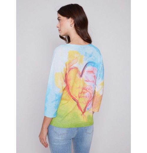 Printed Dolman Sweater - Multicolor Printed Dolman Sweater - Multicolor