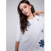 Sweater with Flower Patches - White Sweater with Flower Patches - White