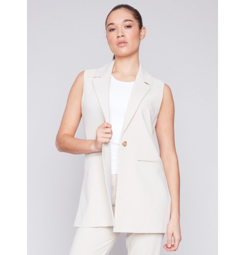 Tailored Blazer Vest - Beige Tailored Blazer Vest - Beige